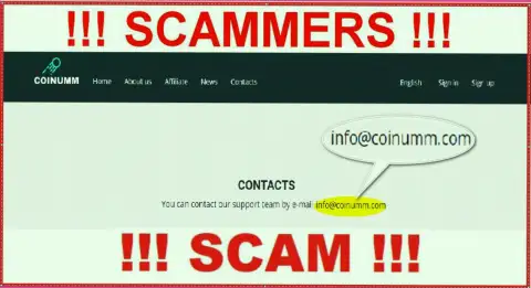 Coinumm Com scammers e-mail