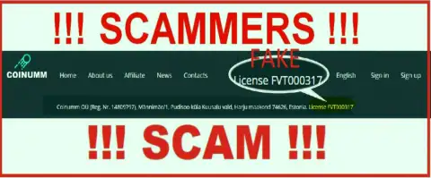 Coinumm swindlers do not have a license - caution