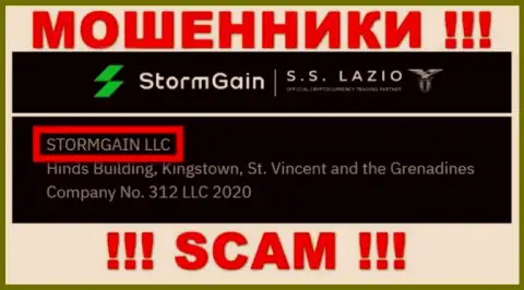 Сведения о юр лице StormGain Com - им является контора ООО ШТОРМГАЙН