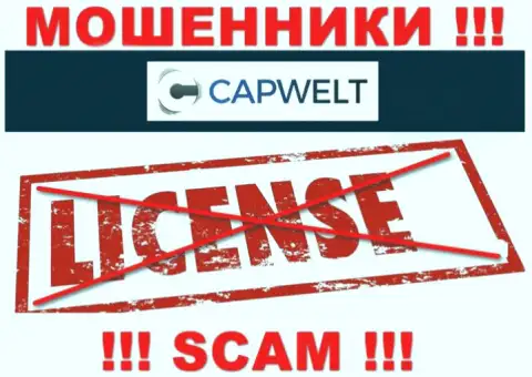 Совместное сотрудничество с мошенниками CapWelt Com не приносит прибыли, у этих кидал даже нет лицензии
