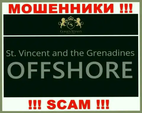 Регистрация Golden Stanley на территории St. Vincent and the Grenadines, способствует обманывать наивных людей