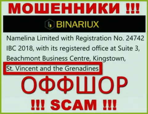 Binariux Net - это МОШЕННИКИ, которые официально зарегистрированы на территории - Сент-Винсент и Гренадины