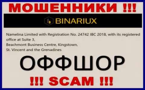 Мошенники Binariux Net отсиживаются в оффшорной зоне: Suite 3, Beachmont Business Centre, Kingstown, St. Vincent and the Grenadines, а значит они безнаказанно имеют возможность грабить