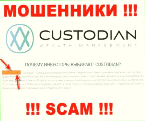 Юр лицом, владеющим мошенниками Кустодиан, является ООО Кастодиан
