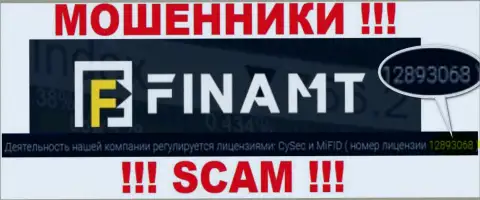 Мошенники Finamt не скрывают свою лицензию, разместив ее на сайте, но осторожнее !!!
