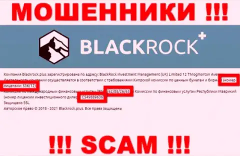 Black Rock Plus прячут свою жульническую сущность, показывая на своем веб-ресурсе лицензию