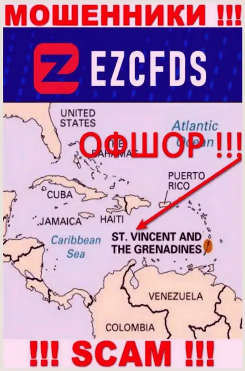 St. Vincent and the Grenadines - офшорное место регистрации мошенников EZCFDS Com, опубликованное у них на web-сайте
