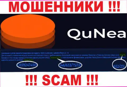 Ворюги QuNea Com не скрывают лицензию, предоставив ее на web-портале, но будьте очень внимательны !