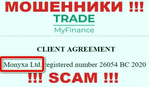 Вы не сможете уберечь собственные вклады имея дело с конторой Trade My Finance, даже если у них имеется юридическое лицо Monyxa Ltd