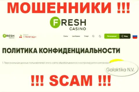 Юридическое лицо internet-махинаторов Fresh Casino - GALAKTIKA N.V
