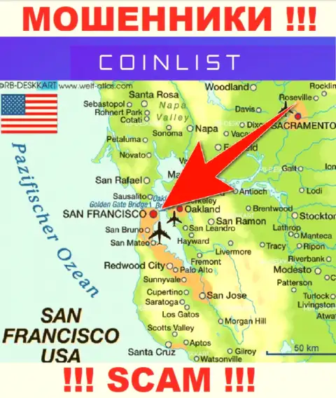 Официальное место базирования CoinList на территории - San Francisco, USA