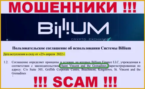 Контора Billium - это internet разводилы, находятся на территории St. Vincent and the Grenadines, а это офшорная зона