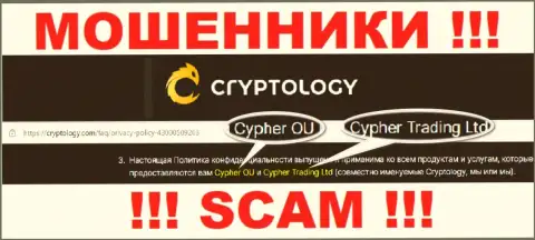 Cypher Trading Ltd - это юр лицо мошенников Cryptology Com