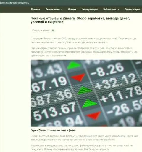 Разбор условий спекулирования биржевой площадки Зиннейра Эксчендж, представленный на интернет-ресурсе Biznes Transformator Com