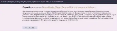 Отзыв биржевого игрока о дилинговом центре CauvoCapital Com на сайте ревокон ру