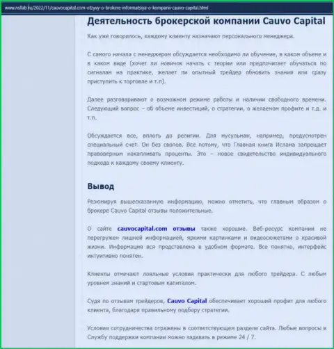 Брокер CauvoCapital Com был описан в информационной статье на ресурсе Нсллаб Ру