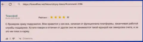 Условия для совершения сделок дилинговой организации KIEXO прибыльно торговать возможность дают, отклик на информационном сервисе Forex4Free Net