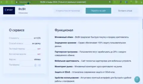 Условия обмена интернет-организации BTC Bit в статье на сайте NikSolovov Ru